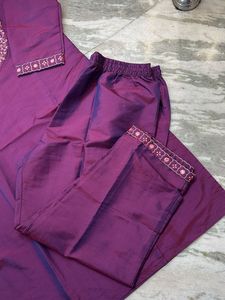 Elegant Purple Kurta Set with Embroidery