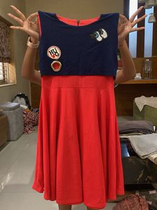 Chic Red &amp; Navy A-Line Dress