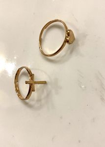 Gold-Tone Heart and Cross Rings Adjustable