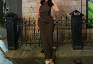 Elegant One-Shoulder Ruched Maxi Dress