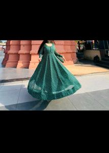 Elegant Green Striped Kurta Set with Dupatta