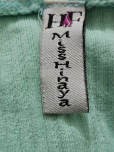 Mint Green Bird Print Polo Top