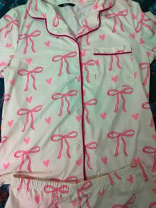 Cute Bow & Heart Pajama Set
