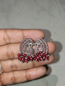 Oxidised Silver Jhumka &amp; Stud Earrings Set