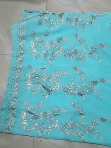 Beautiful Blue Embroidered dupata