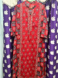 Vibrant Red Ethnic Kurta Set with Dupatta