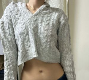 Hooded Grey Cropped Sweater
