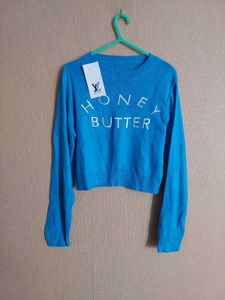 Blue Honey Butter Cropped Sweater
