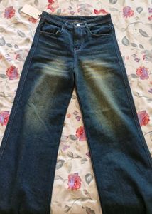 Vintage Wash Wide Leg Jeans