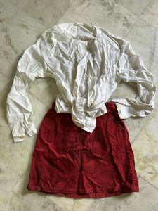 Uniqlo Red Corduroy Mini Skirt For Stylish Girls