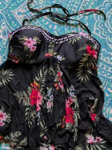 Tropical Floral Halterneck Bikini Top