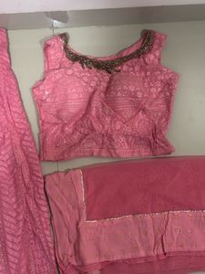 Pink Embroidered Lehenga Choli Set