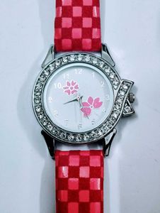 Red Watch with Crystal Diamond for Girls/Women
