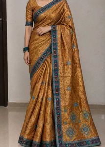 Mustard Golden Soft Synthetic Saree
