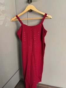 Maroon Cotton Sleeveless Kurta Set | Festive