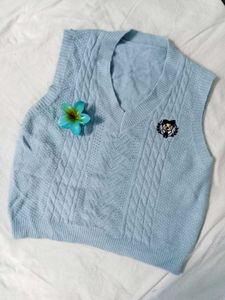 Light Blue korean vest cardigan 🩵