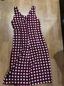Chic Burgundy Plaid Sleeveless Dress