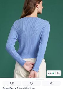 dressbery Blue Ribbed Cardigan
