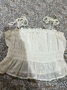 White Smocked Cami Top