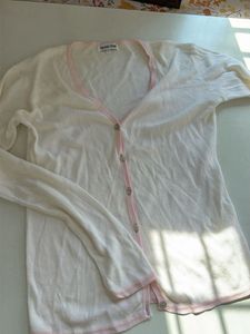 Cozy White Pyjama Set with Pink Trim