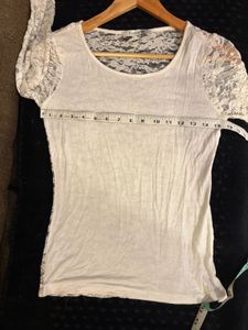 Forever 21 Coquette Girly Lace Sleeve Top