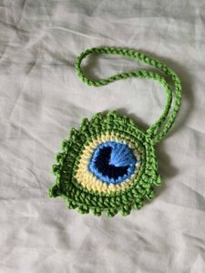 Handmade Peacock Feather Crochet Pendant