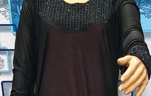 Elegant Black Burqa Jersi Stone Embroidery Design
