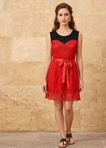Elegant Red &amp; Black Lace top