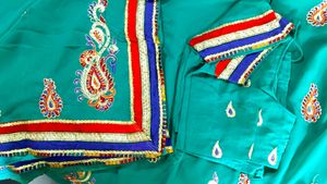 Green Colour Embroidery Saree
