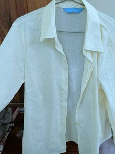 Elegant Yellow Textured Button-Up Shirt