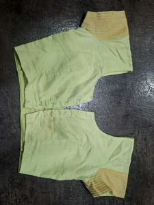 Elegant Light Green Blouse with Gold Embroidery