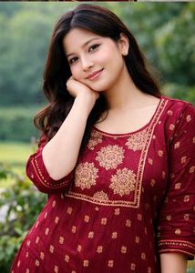 Beautiful Maroon Kurta with Gold Print