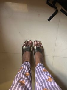 Metallic Block Heel Mules