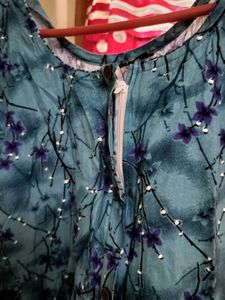 Blue Printed Feeding Kurta Dress