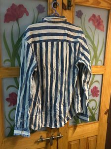 westside Blue &amp; White Striped Button-Up Shirt