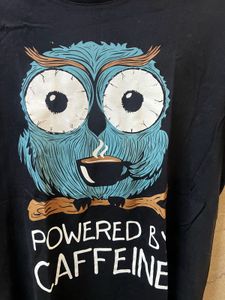 Funny Owl "Powered by Caffeine" T-Shirt