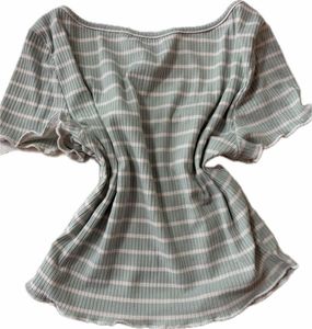 Striped Cropped Ribbed Top