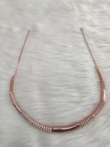 92.5 Sterling Silver Rose Gold Choker WTh Hallmark