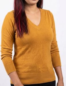 Mustard yellow V-Neck Long Sleeve Sweater