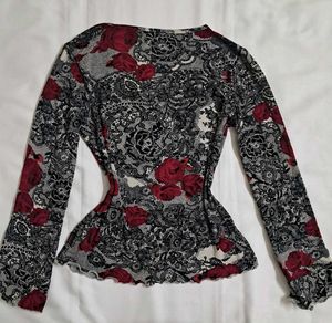 Y2k Vintage Dark Gothic Romance Lace Print Top