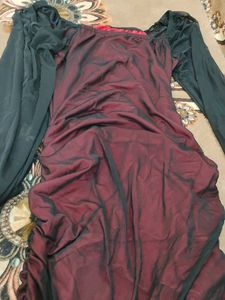 Elegant Maroon &amp; Black Gown