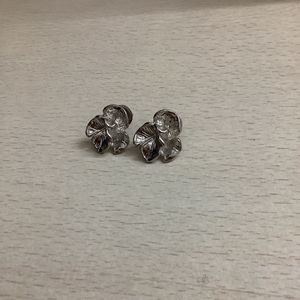 Silver Leaf Design Stud Earrings