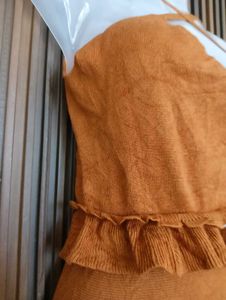 Orange Suede Halter Dress