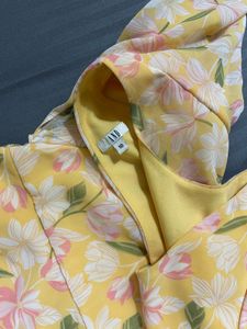 Yellow Floral Ruffle Sleeve Top