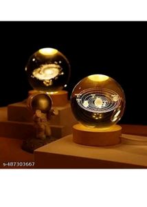 Crystal Ball Lamp with Wooden Base
