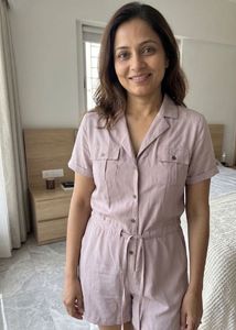 Women's Button-Up Short Jumpsuit