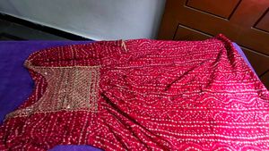 Red Bandhani Embroidered Kurti