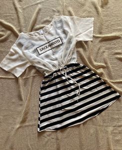 Striped Korean Mini Dress with Top