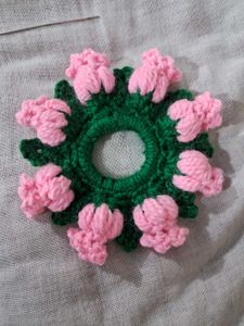 Handmade Crochet Floral Scrunchie 🌸