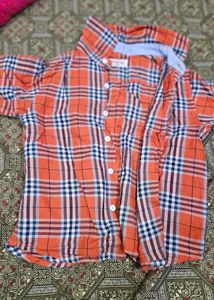 Orange Plaid Button-Up Shirt 2-4 Years Boy
